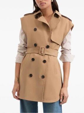 Veronica Beard Willmott Trench Vest – Camel XS | Belted | New w/ Tags | RFID